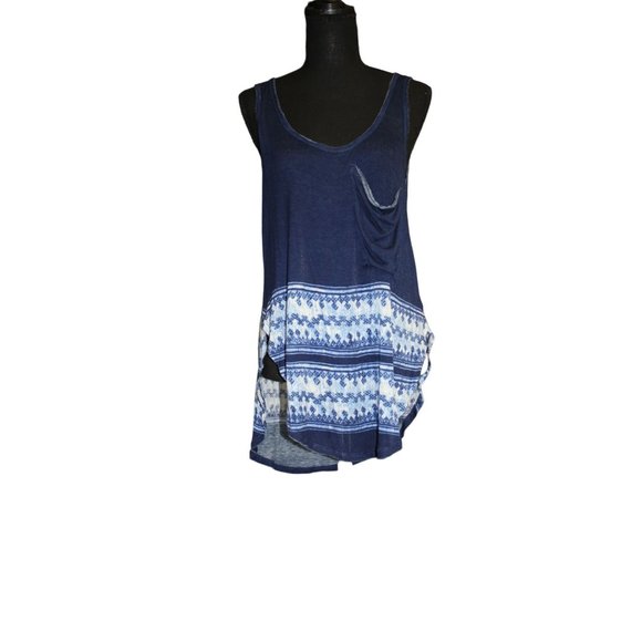 Me to We/ Tank top /(Size M) Navy -tie dye / 95% Rayon & 5% Spandex - Picture 1 of 7